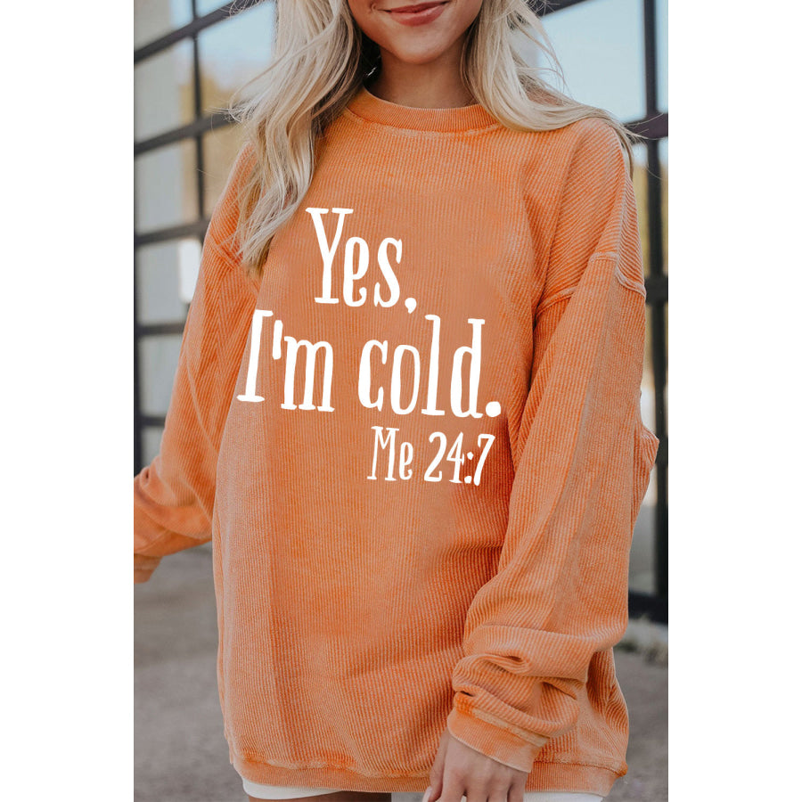 Letter Graphic Round Neck Long Sleeve Sweatshirt Sherbet / S Apparel and Accessories