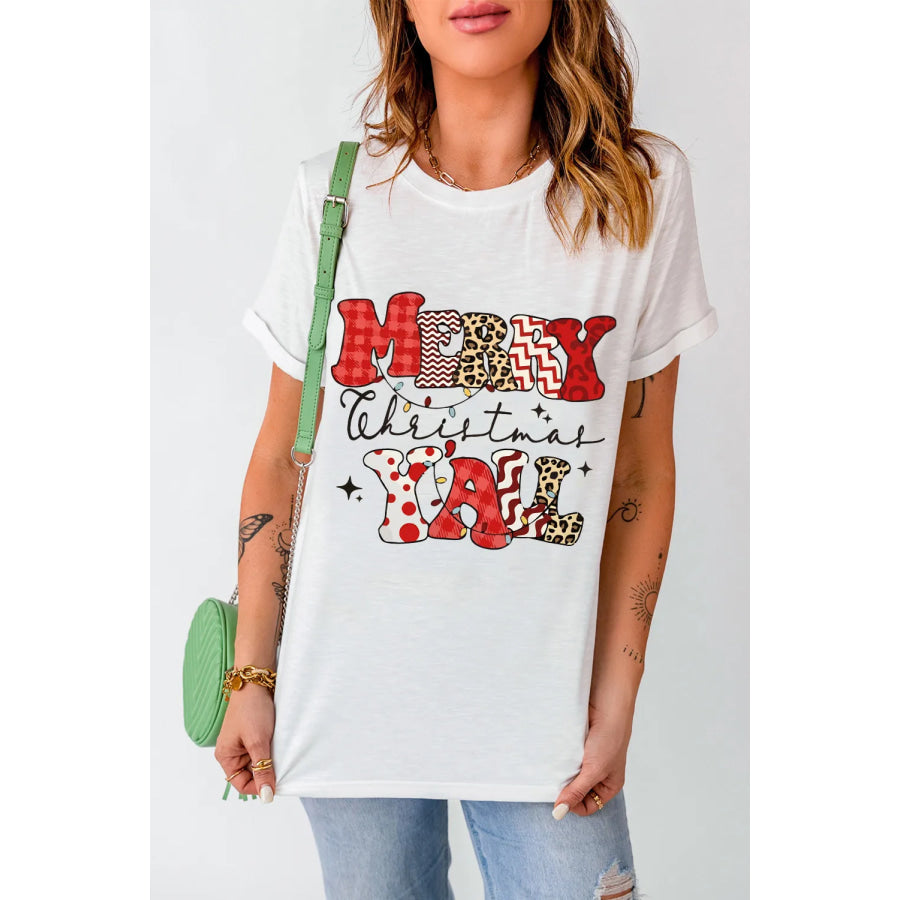 Letter Graphic Round Neck Short Sleeve T-Shirt Apparel and Accessories