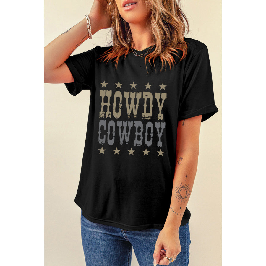 Letter Graphic Round Neck Short Sleeve T-Shirt Apparel and Accessories