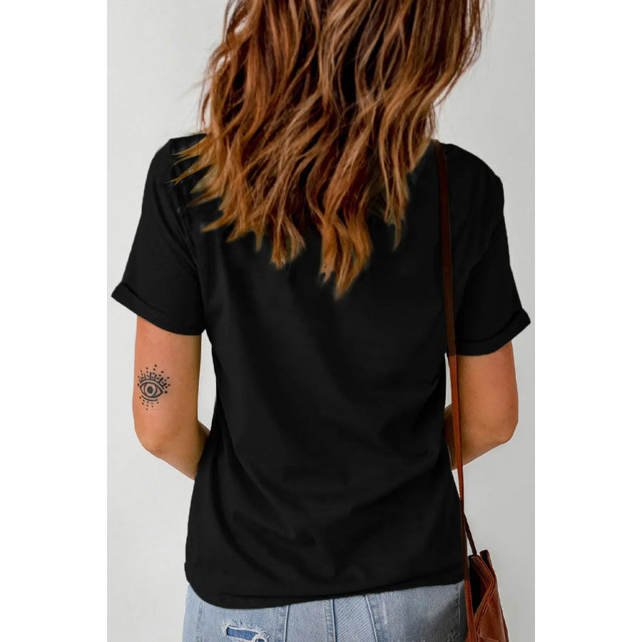 Letter Graphic Round Neck Short Sleeve T-Shirt Apparel and Accessories