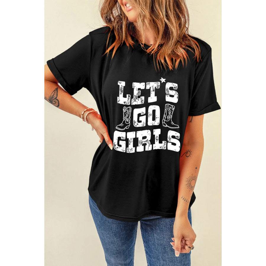 Letter Graphic Round Neck Short Sleeve T-Shirt Apparel and Accessories