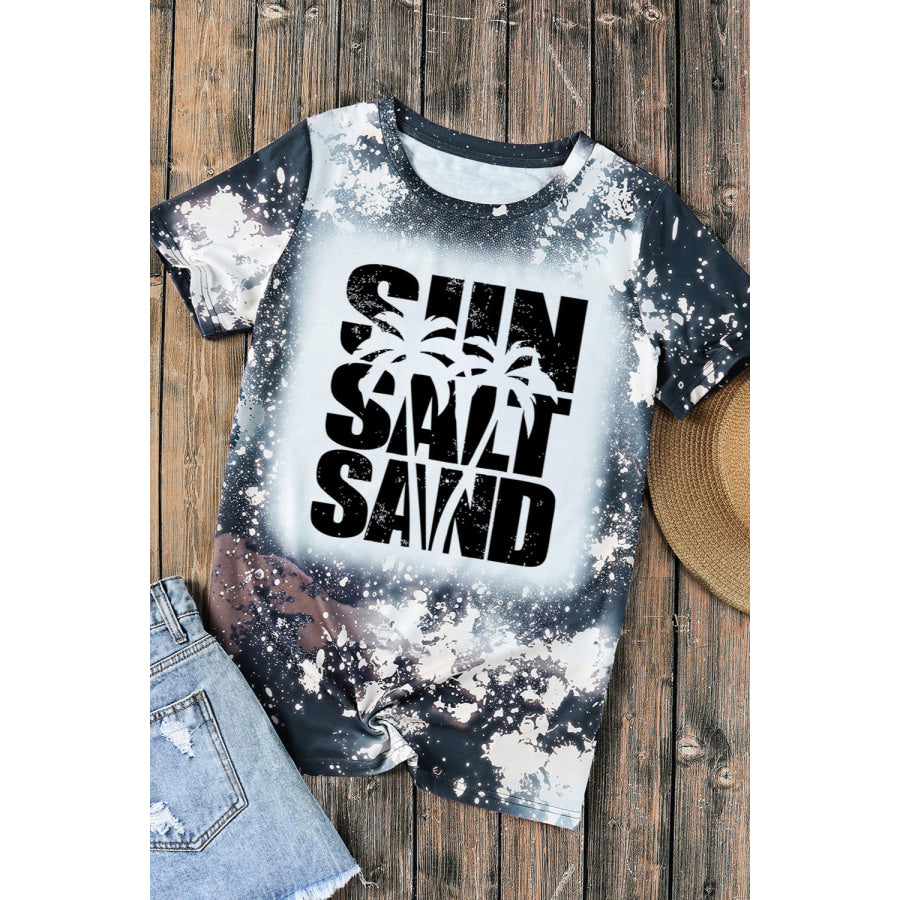 Letter Graphic Round Neck Short Sleeve T-Shirt Apparel and Accessories