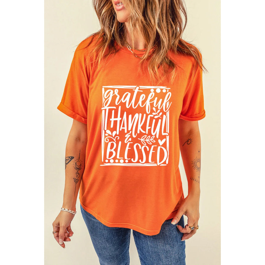 Letter Graphic Round Neck Short Sleeve T-Shirt Apparel and Accessories