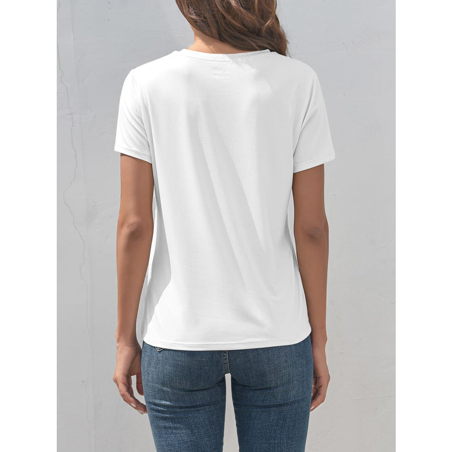 Letter Graphic Round Neck Short Sleeve T-Shirt Apparel and Accessories