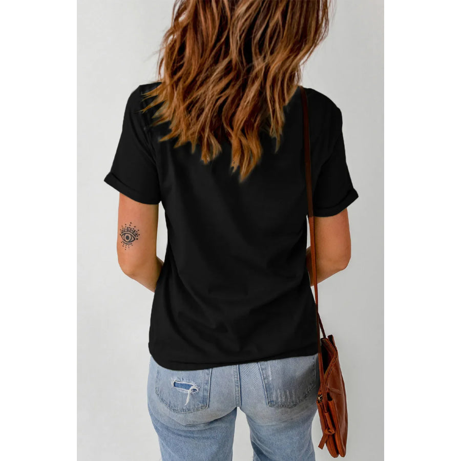 Letter Graphic Round Neck Short Sleeve T-Shirt Apparel and Accessories