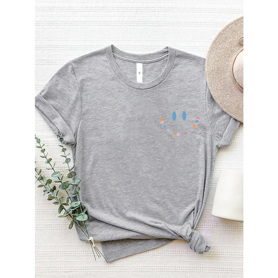 Letter Graphic Round Neck Short Sleeve T - Shirt Apparel and Accessories