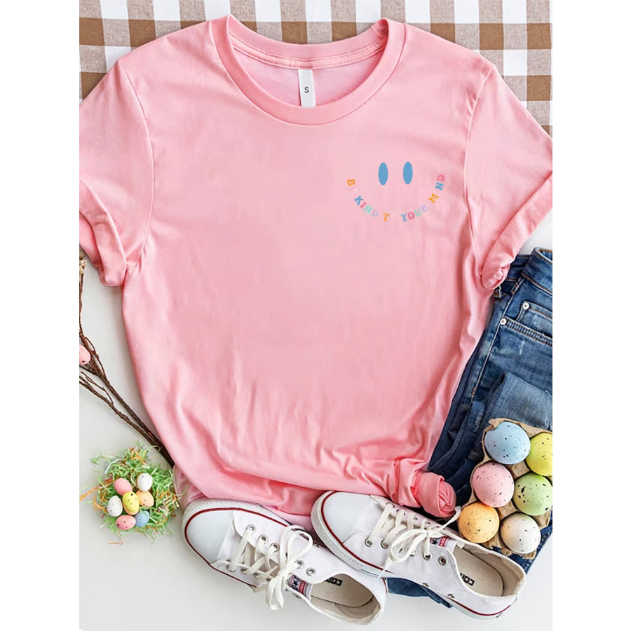 Letter Graphic Round Neck Short Sleeve T - Shirt Apparel and Accessories