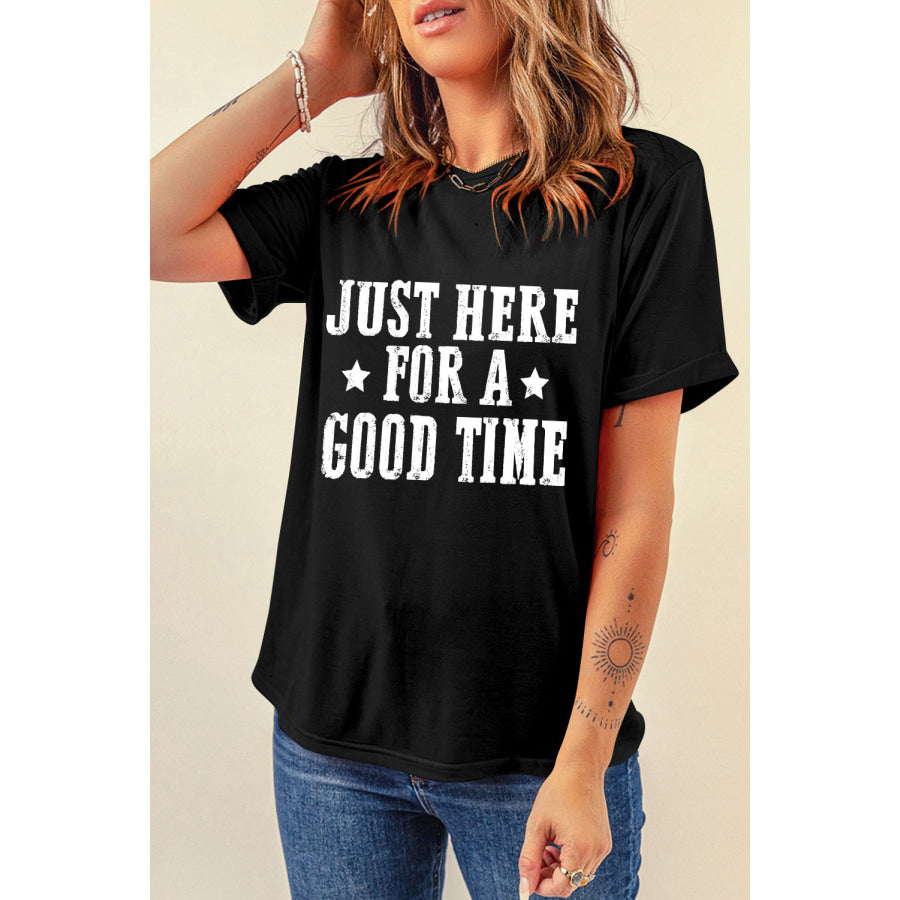 Letter Graphic Round Neck Short Sleeve T-Shirt Apparel and Accessories