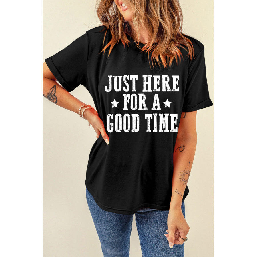 Letter Graphic Round Neck Short Sleeve T-Shirt Apparel and Accessories