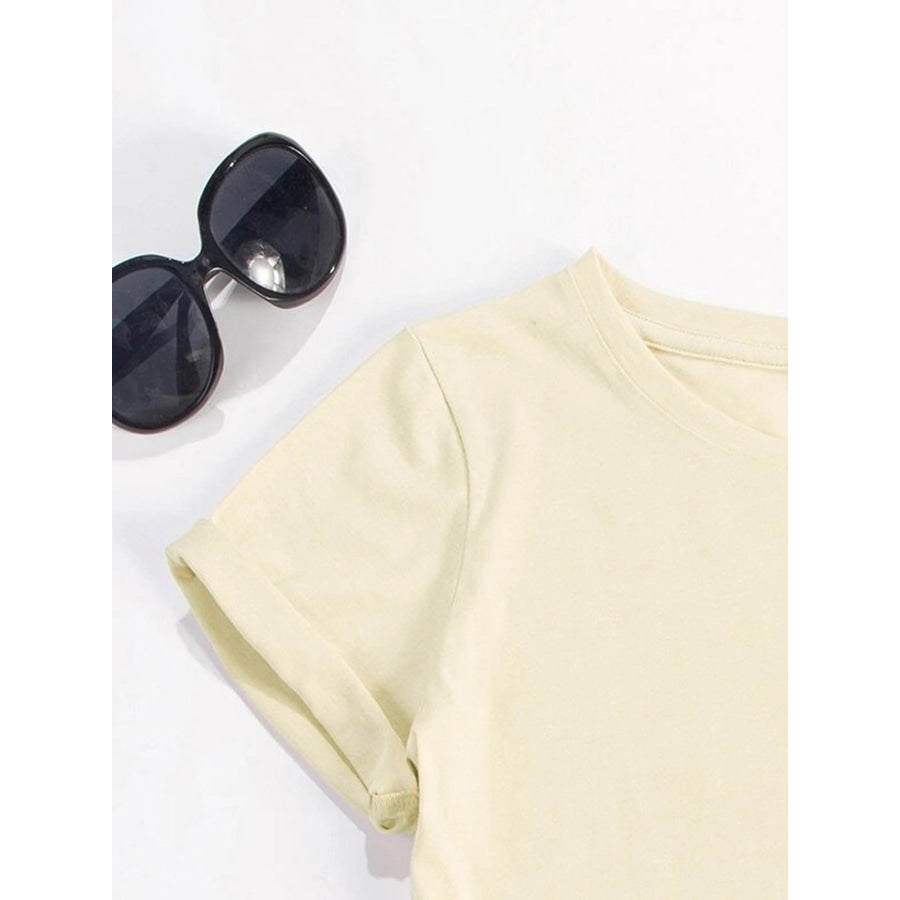 Letter Graphic Round Neck Short Sleeve T - Shirt Apparel and Accessories