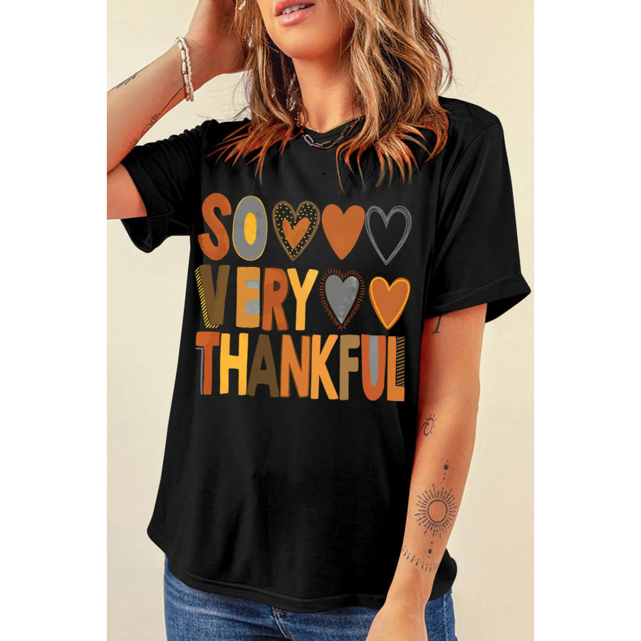 Letter Graphic Round Neck Short Sleeve T-Shirt Apparel and Accessories