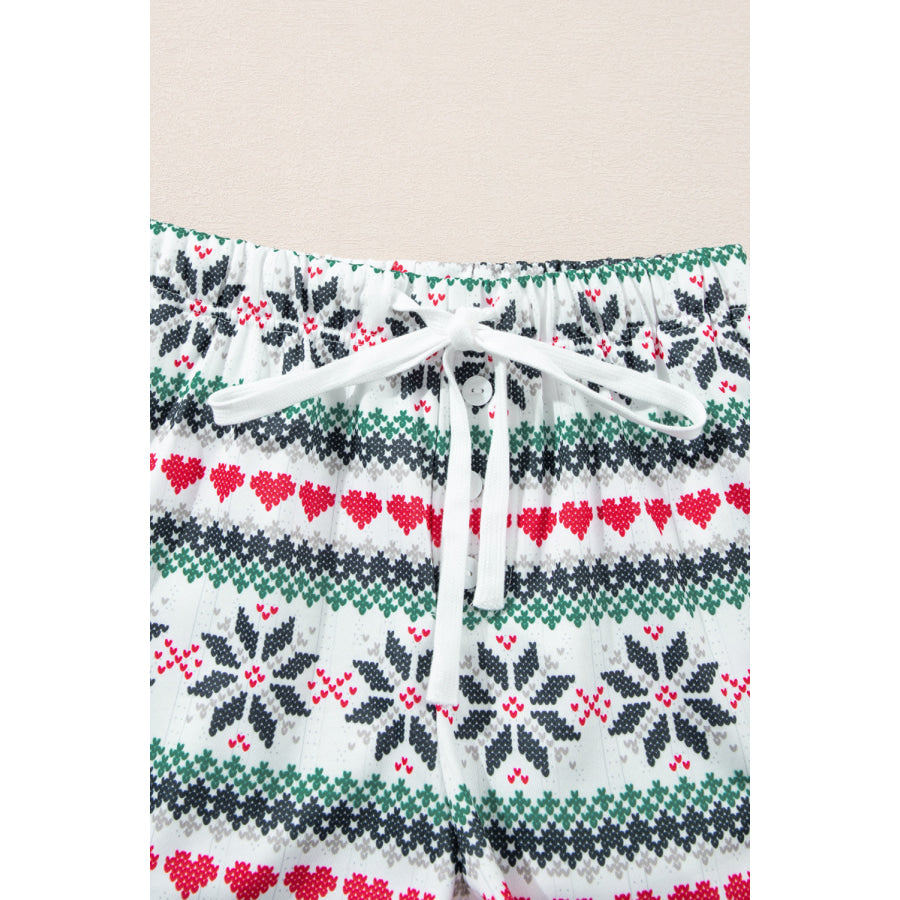 Letter Graphic Round Neck Top and Printed Shorts Lounge Set Apparel and Accessories