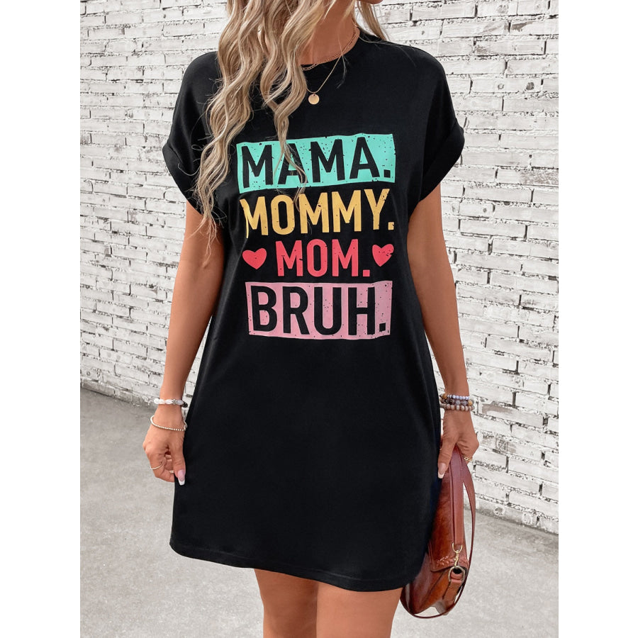 Letter Graphic Short Sleeve Mini Tee Dress Apparel and Accessories