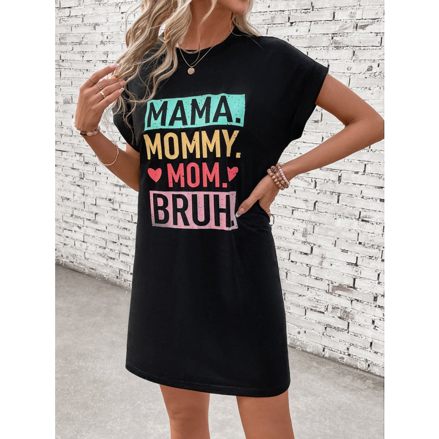 Letter Graphic Short Sleeve Mini Tee Dress Apparel and Accessories