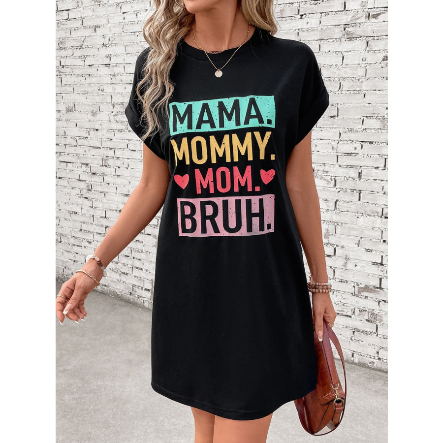 Letter Graphic Short Sleeve Mini Tee Dress Apparel and Accessories