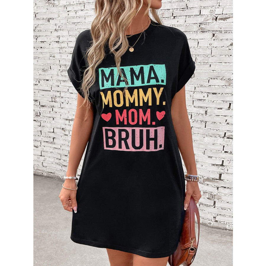 Letter Graphic Short Sleeve Mini Tee Dress Apparel and Accessories