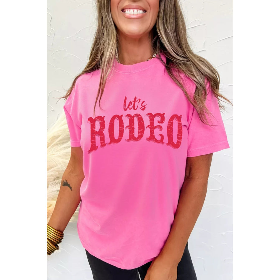 Letter Graphic Short Sleeve T-Shirt Fuchsia Pink / S Apparel and Accessories