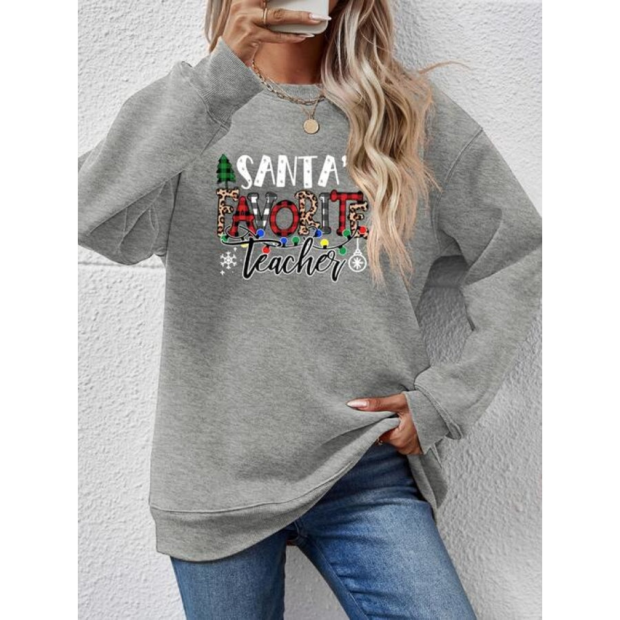 Letter Graphic Sweatshirt Charcoal / S