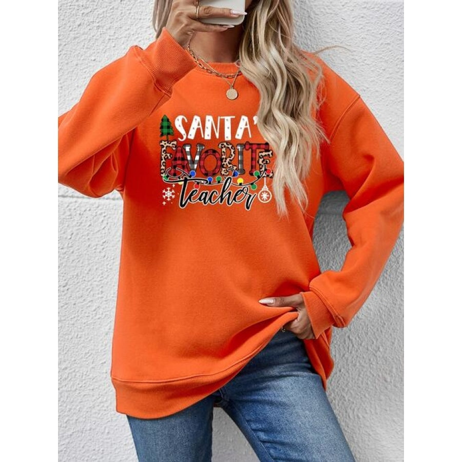 Letter Graphic Sweatshirt Pumpkin / S