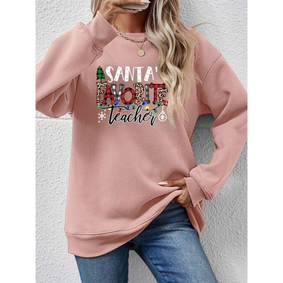 Letter Graphic Sweatshirt Blush Pink / S