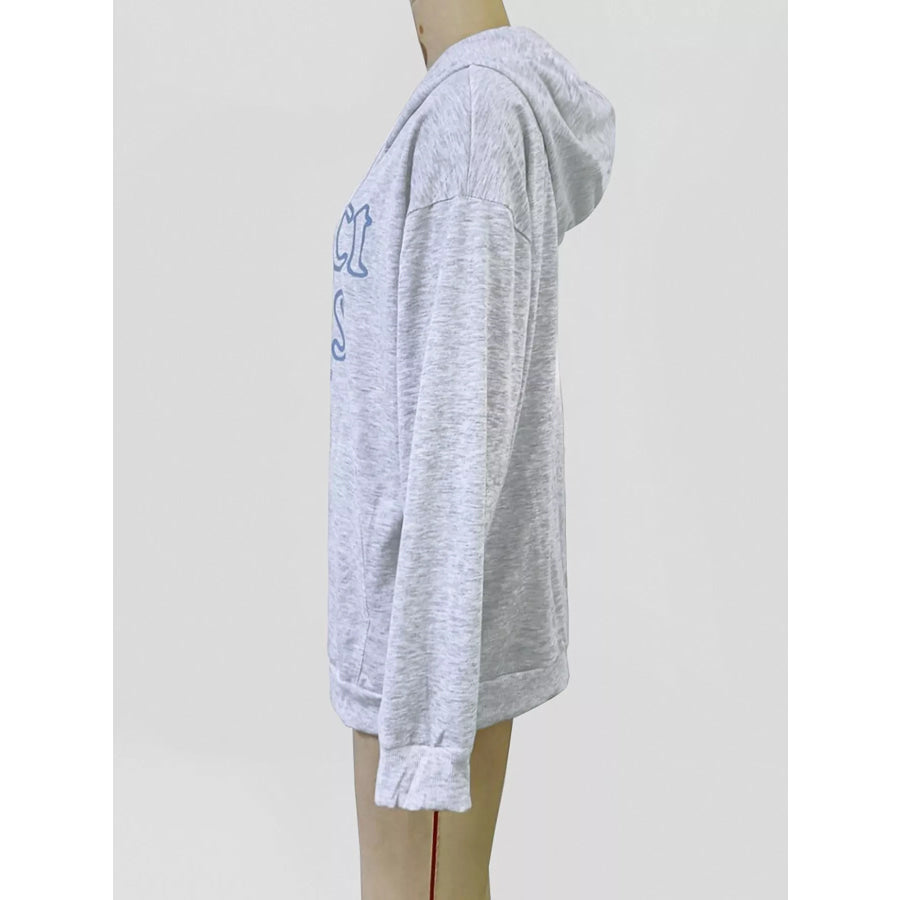 Letter Graphic Zip-Up Hoodie Apparel and Accessories