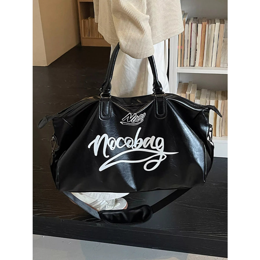Letter Leather Travel Bag Black / onesize Apparel and Accessories