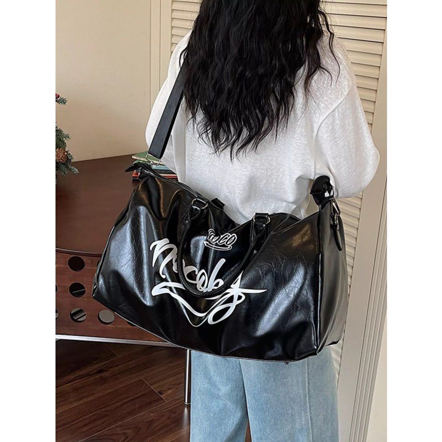 Letter Leather Travel Bag Black / onesize Apparel and Accessories