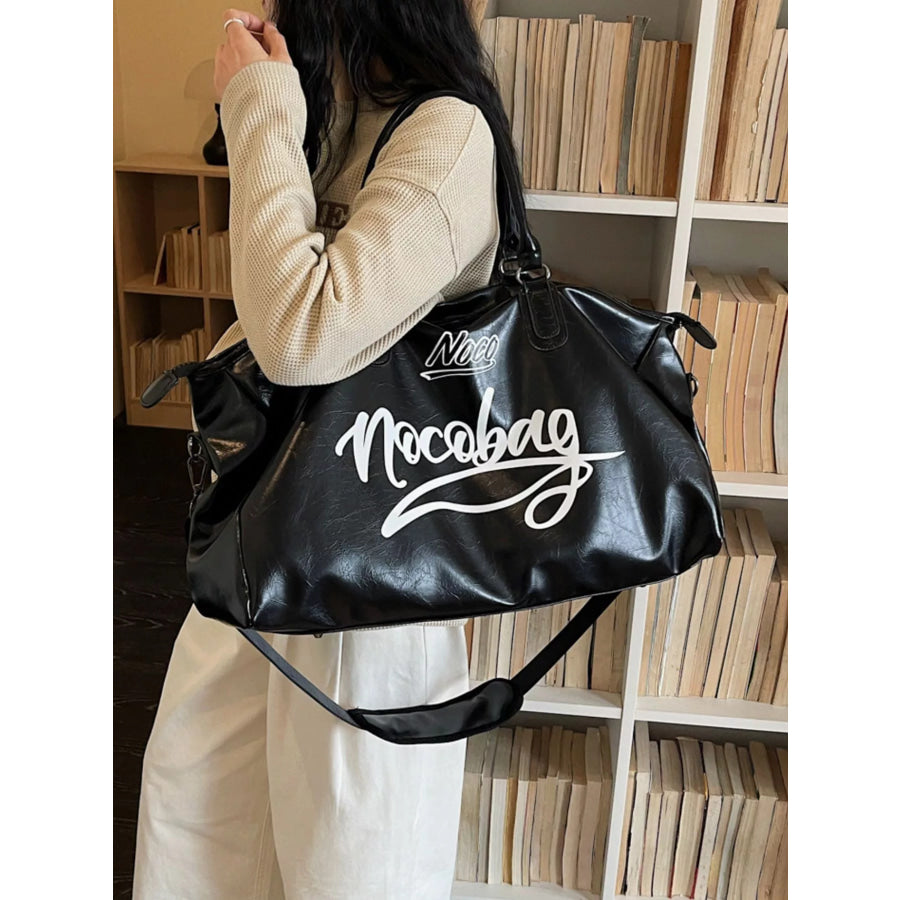 Letter Leather Travel Bag Black / onesize Apparel and Accessories
