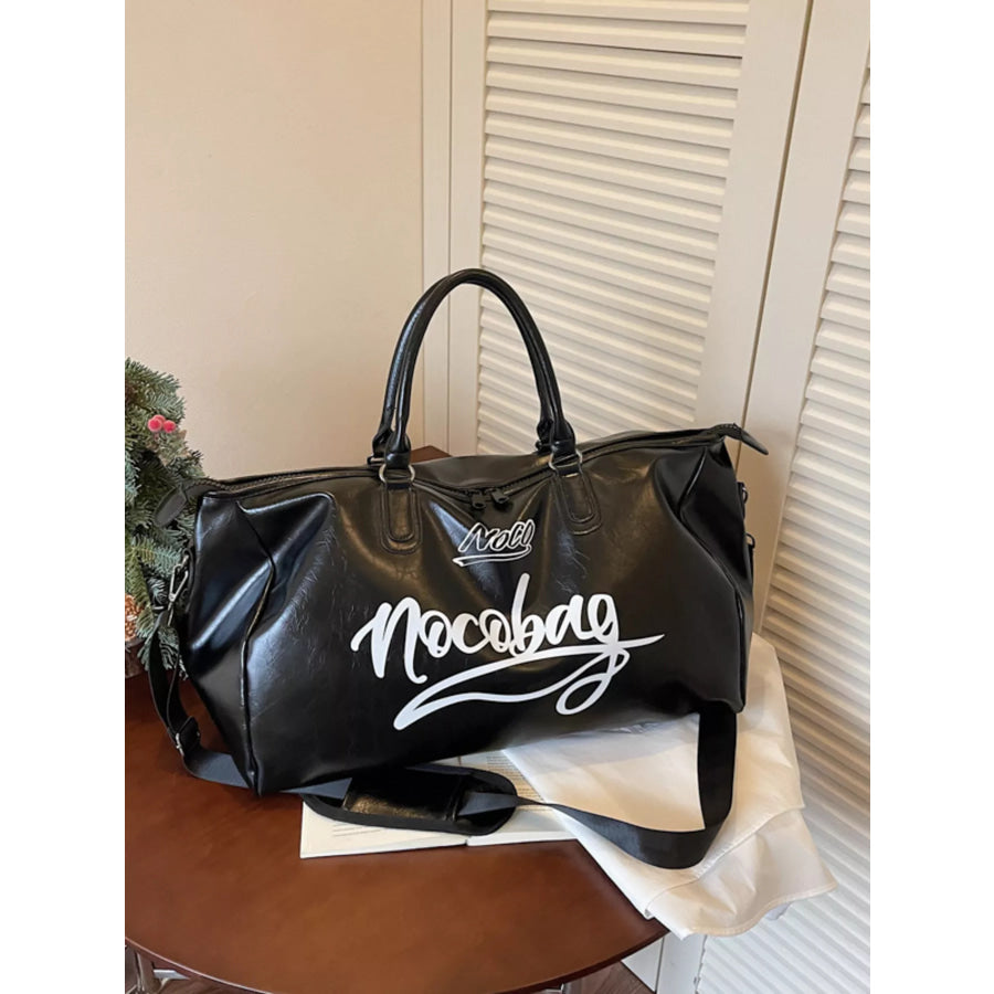Letter Leather Travel Bag Black / onesize Apparel and Accessories