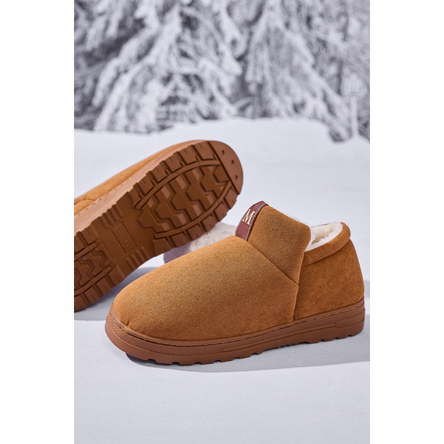 Letter M Suede Round Toe Slippers Apparel and Accessories