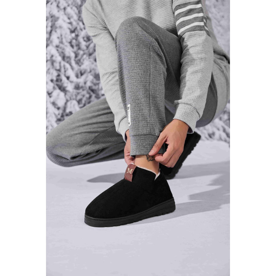 Letter M Suede Round Toe Slippers Apparel and Accessories