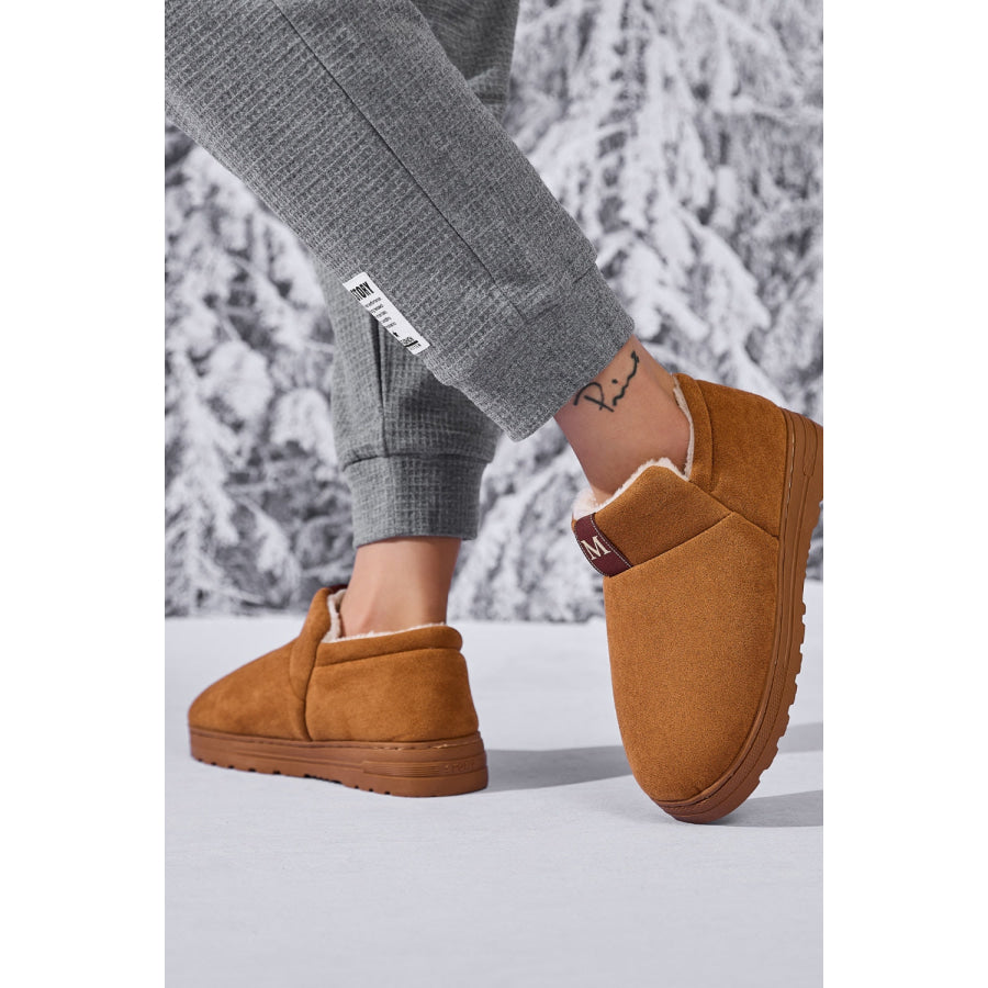 Letter M Suede Round Toe Slippers Apparel and Accessories