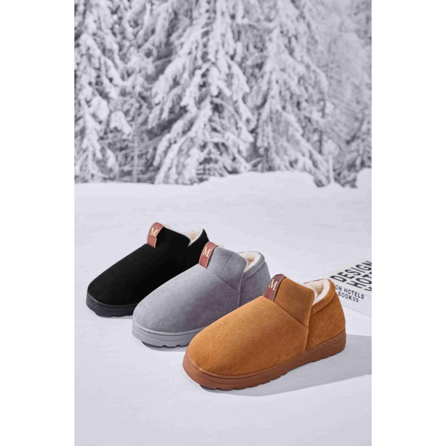 Letter M Suede Round Toe Slippers Apparel and Accessories