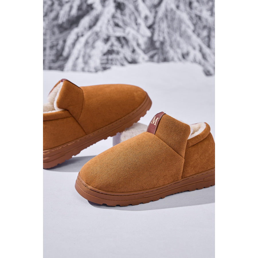 Letter M Suede Round Toe Slippers Apparel and Accessories