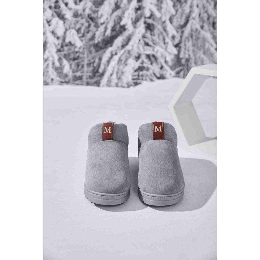 Letter M Suede Round Toe Slippers Apparel and Accessories