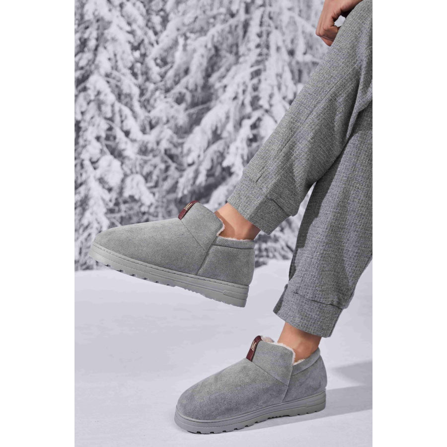 Letter M Suede Round Toe Slippers Apparel and Accessories