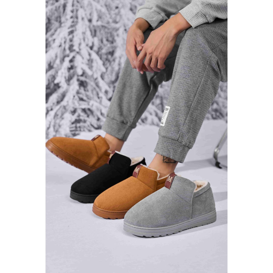 Letter M Suede Round Toe Slippers Apparel and Accessories