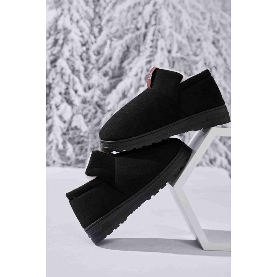 Letter M Suede Round Toe Slippers Apparel and Accessories