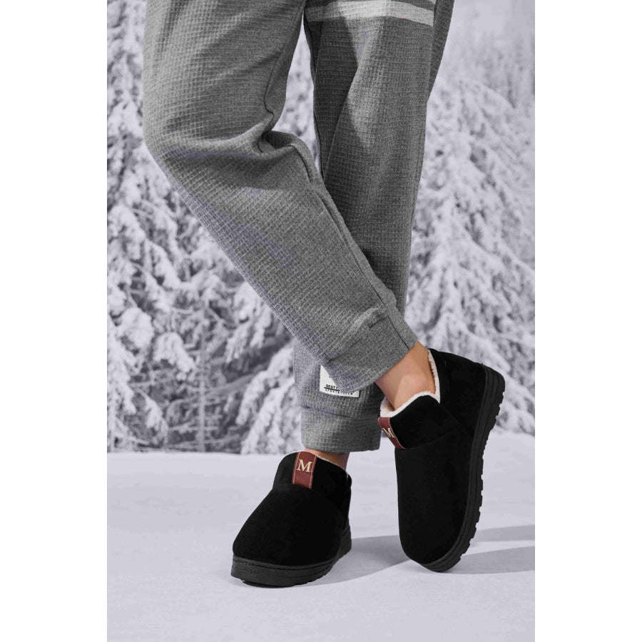 Letter M Suede Round Toe Slippers Black / 36-37(US5-6) Apparel and Accessories