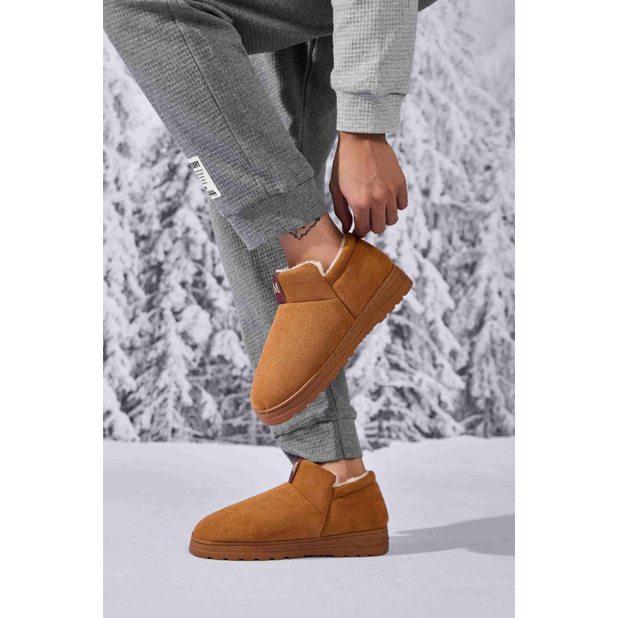 Letter M Suede Round Toe Slippers Caramel / 36-37(US5-6) Apparel and Accessories