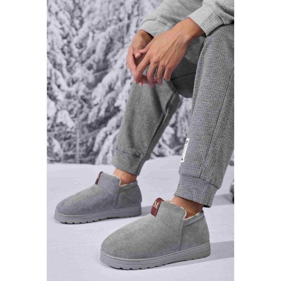 Letter M Suede Round Toe Slippers Gray / 36-37(US5-6) Apparel and Accessories