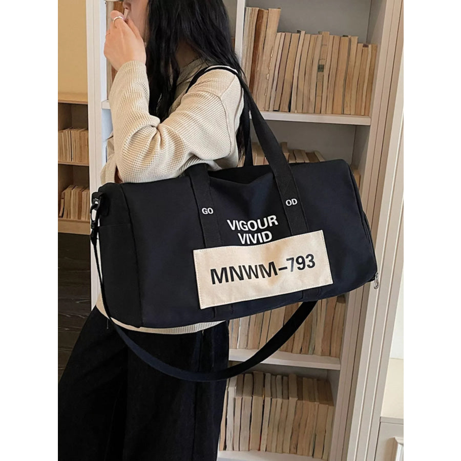 Letter Nylon Travel Bag Black / onesize Apparel and Accessories