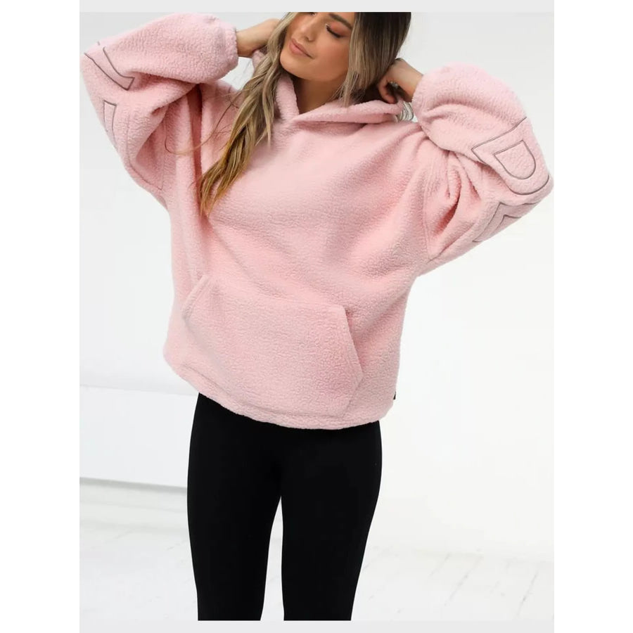 Letter Oversized Sherpa Hoodie Apparel and Accessories