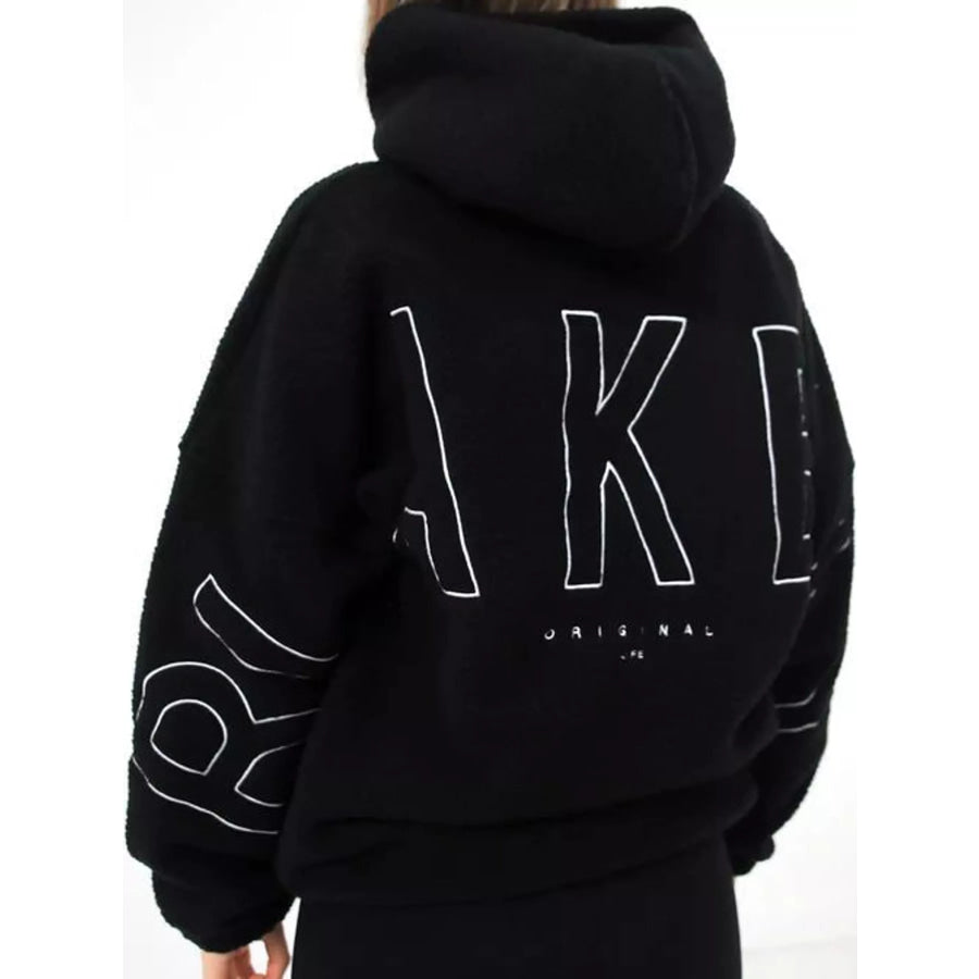 Letter Oversized Sherpa Hoodie Apparel and Accessories