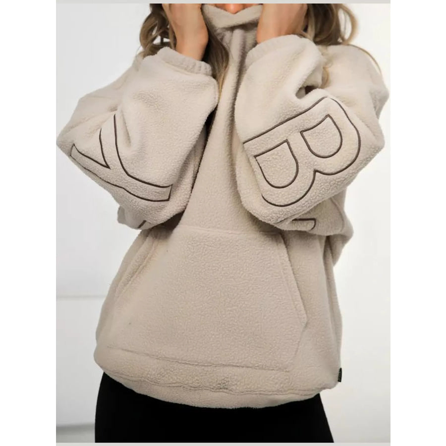 Letter Oversized Sherpa Hoodie Apparel and Accessories