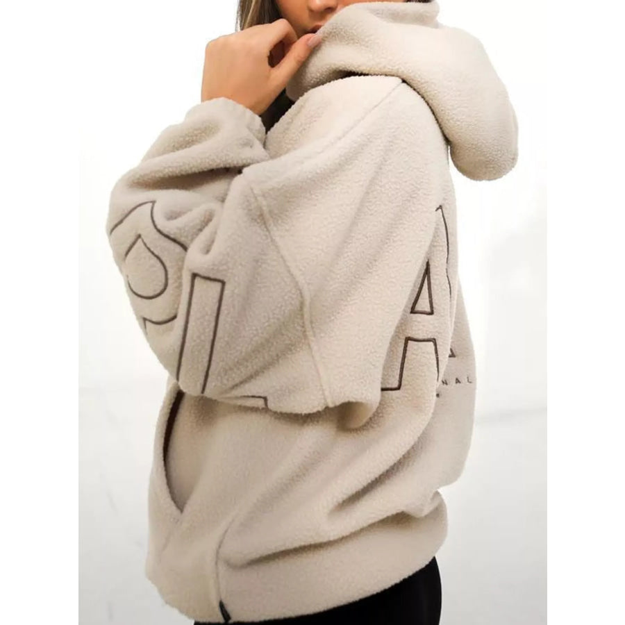 Letter Oversized Sherpa Hoodie Apparel and Accessories