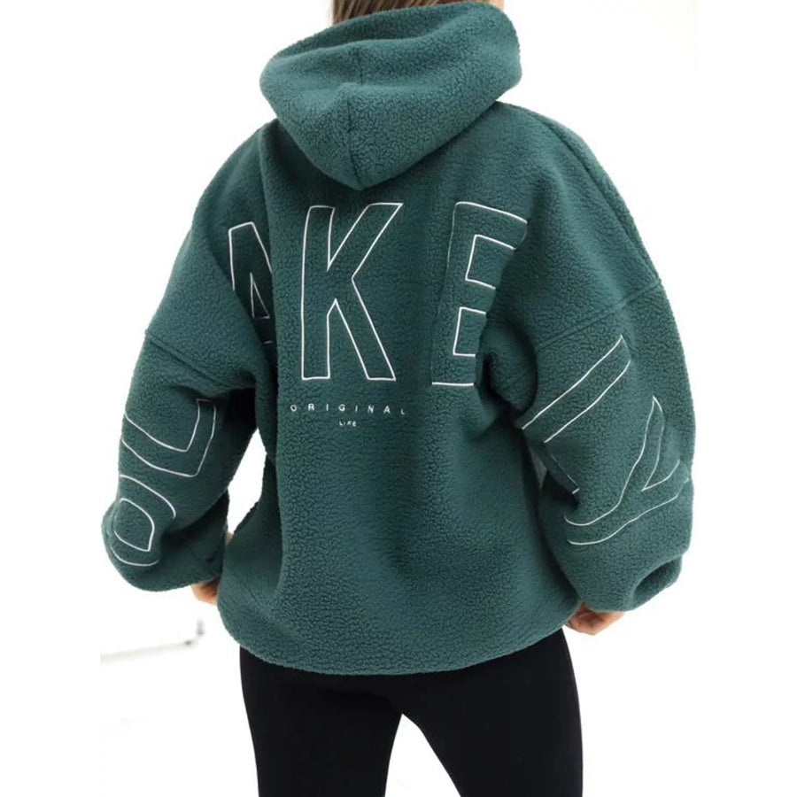 Letter Oversized Sherpa Hoodie Apparel and Accessories