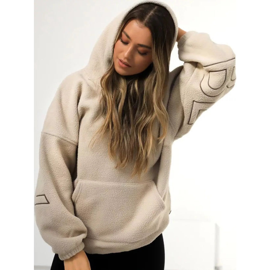Letter Oversized Sherpa Hoodie Apparel and Accessories