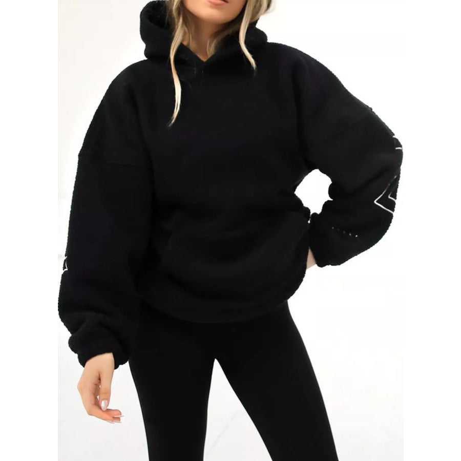 Letter Oversized Sherpa Hoodie Apparel and Accessories