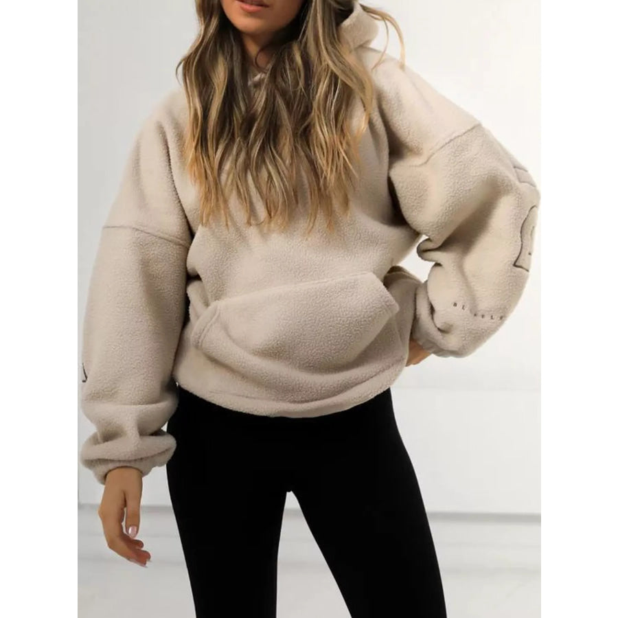Letter Oversized Sherpa Hoodie Apparel and Accessories